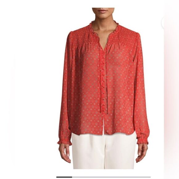 Time and Tru Orange Long Sleeve Blouse XXL - Picture 1 of 8